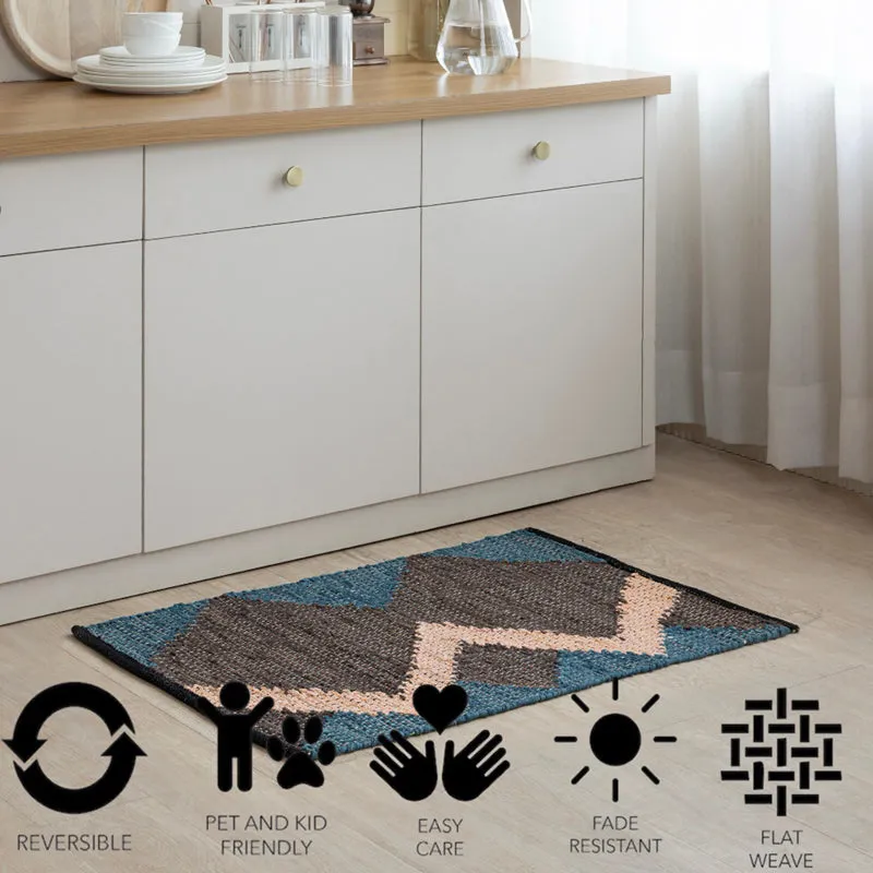 Brayen Cotton Door Mats - Brown & Blue media 7