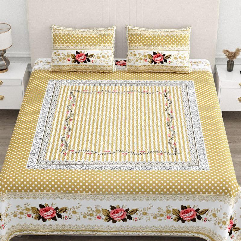 Kellan Floral Cotton Bedsheet (Cream) - 180 TC media 3