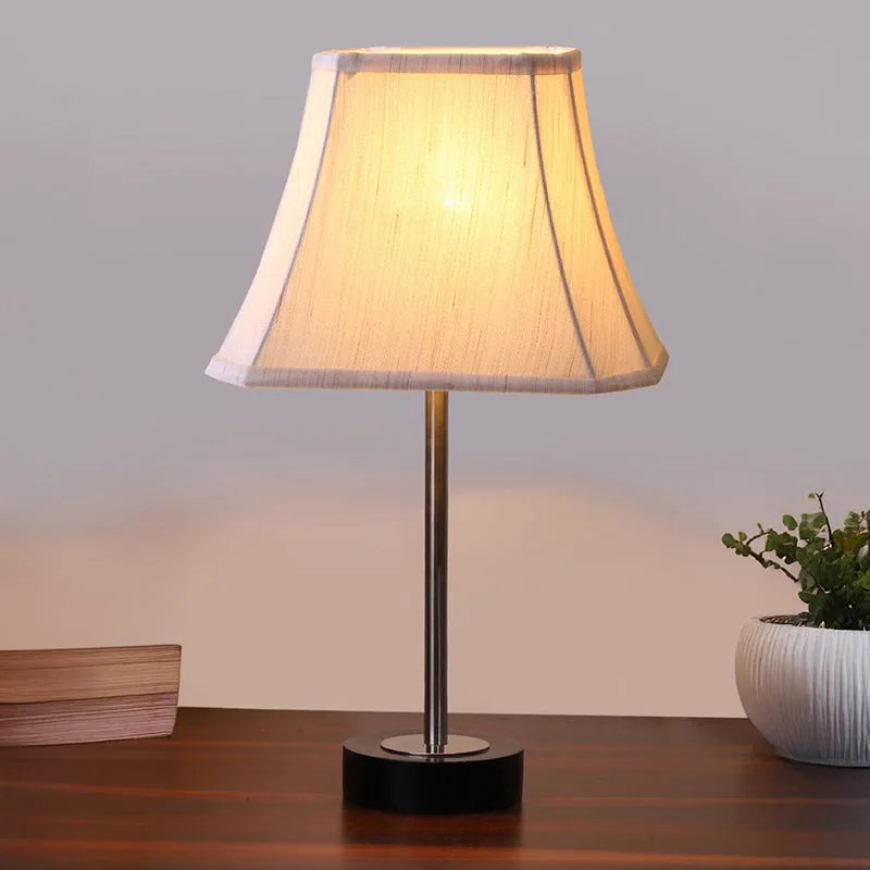 Ceylon Rodin Wooden Table Lamp - OffWhite,Silver,Black media 2