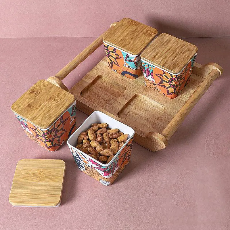 Nirvana Tropico Condiment Container With Tray (750 mL Each) - Five Piece Set media 1