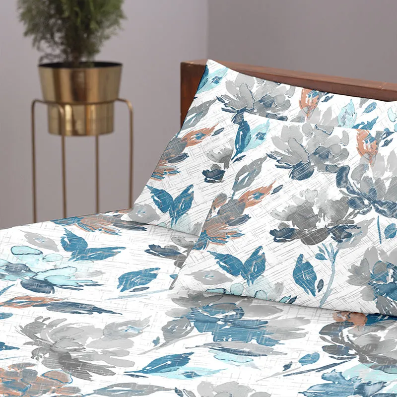 Vintage Rustica Fitted Cotton Bedsheet (Blue) - 300 TC media 7