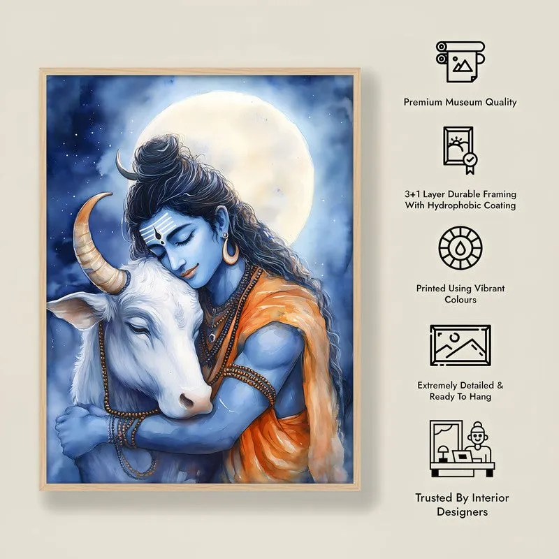 Kailasa Vihari Spiritual Archival Paper Wall Painting - Natural Brown Frame media 8