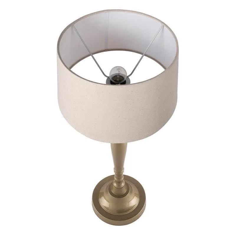 Imperial Gold Fabric Table Lamp With Drum Shade - Gold,Beige media 3