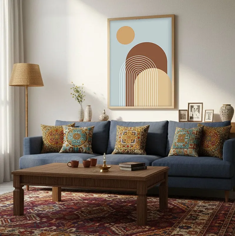 Rhythm Lines Canvas Wall Painting With Brown Frame media 5