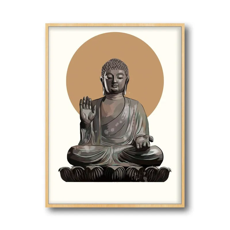 Buddha's Halo Archival Paper Wall Art - Natural Brown Frame media 6