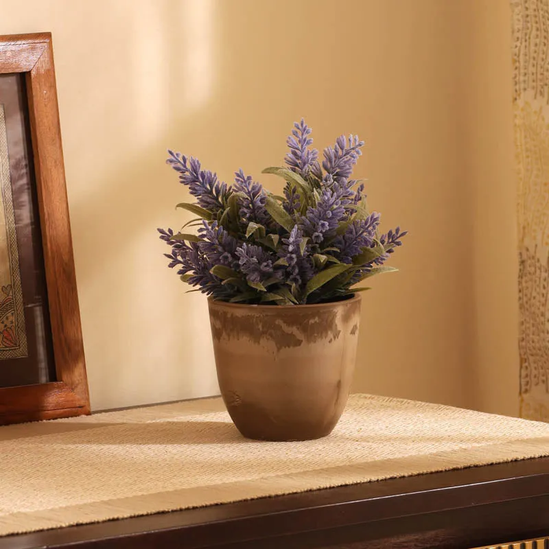 Artificial Lavender Bush With Black Plastic Pot media 3
