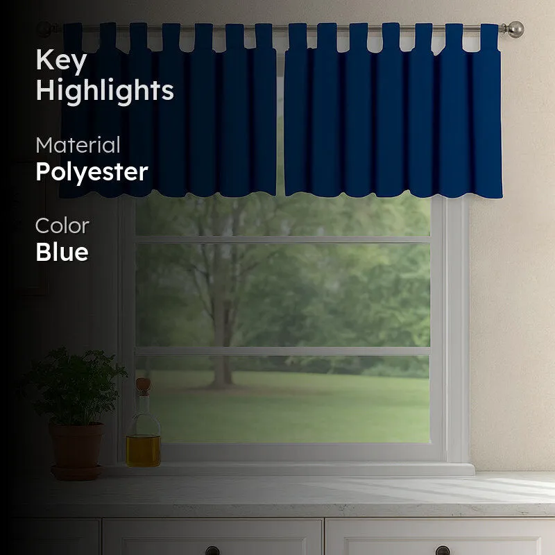 Tab Tale Flat Curtain Valance (Royal Blue) - Set Of Two media 2