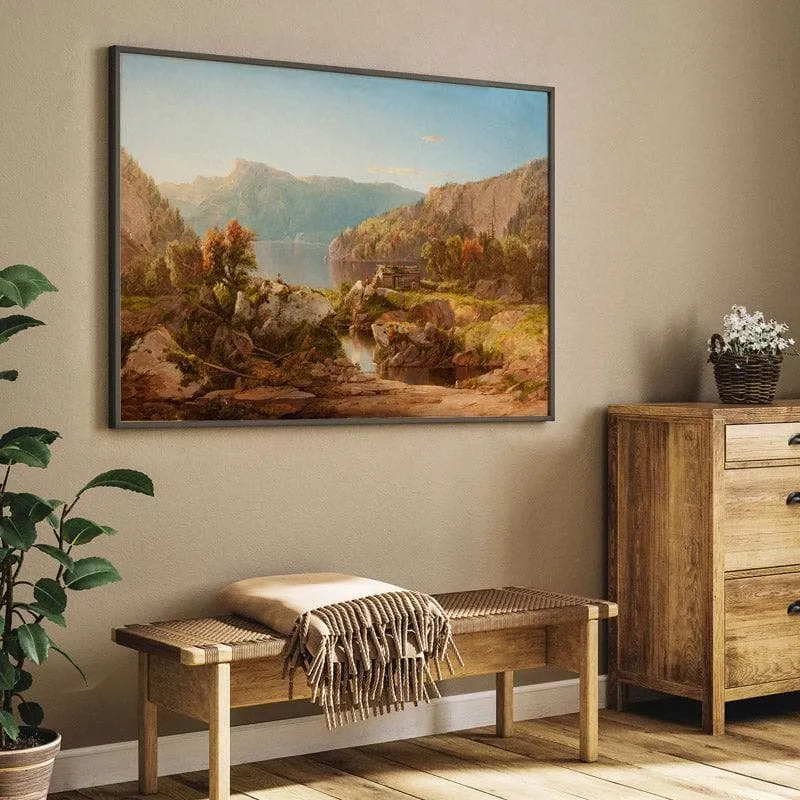 Autumn Warm Morning Canvas Wall Painting - Black Frame media 5