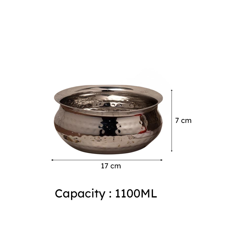 Vintage Charm Stainless Steel Hammered Serving Pot With Lid - 1100 mL media 5