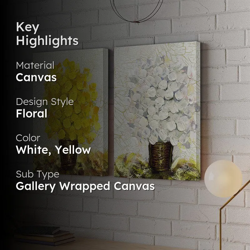 Blossom Bunch Canvas Wall Painting - Set Of Two media 2