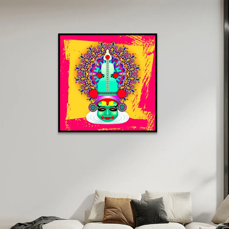 Vibrant Kathakali Canvas Wall Art With Frame media 6