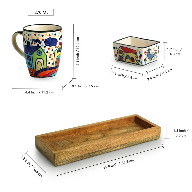 Coastal Cottage Handpainted Ceramic High Tea Set (270 ML & 80 ML) - Four Piece Set media 8