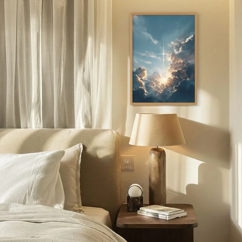 Whispers of the Sky Archival Paper Wall Painting With Brown Frame media 4