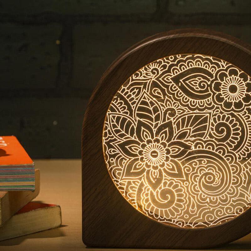 Floral Mist LED Acrylic Table Lamp - Brown media 3