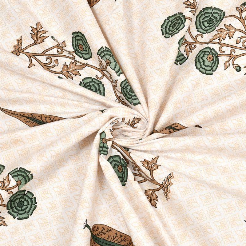 Devika Ethnic Printed Cotton Bedsheet (Green) - 140 TC media 5