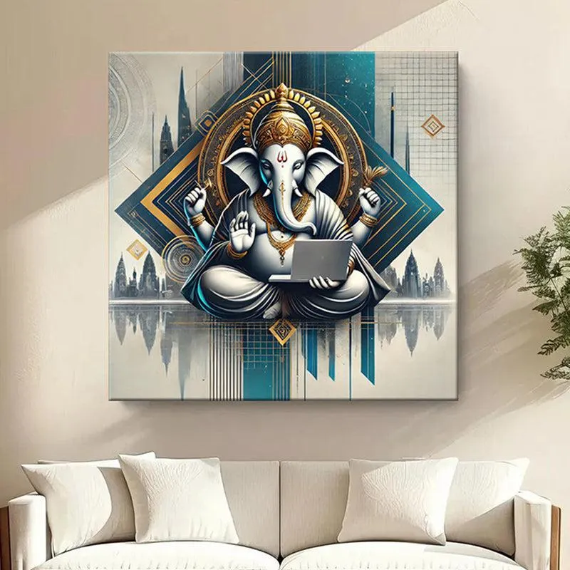 Uchhista Ganapati Poly Canvas Wall Painting media 1
