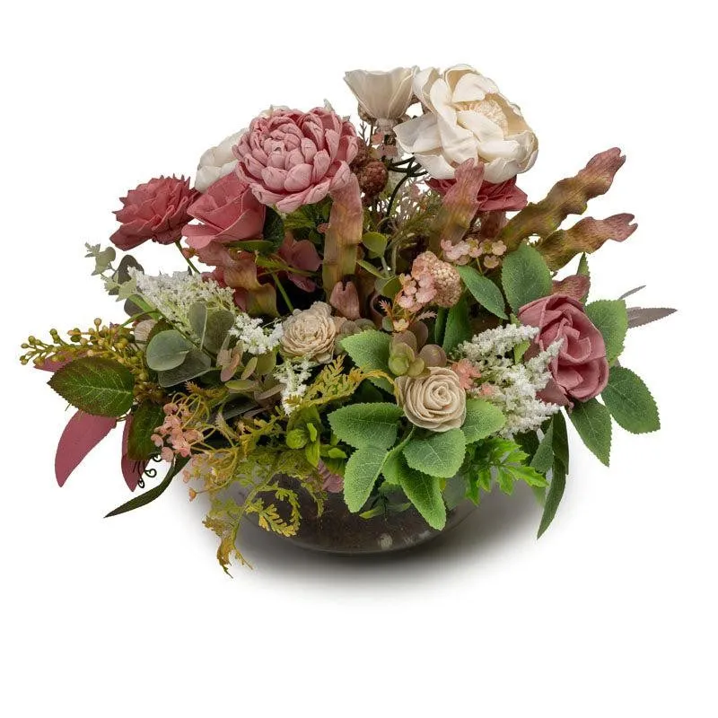 Eldarine Solawood Floral Bunch With Glass Pot media 4