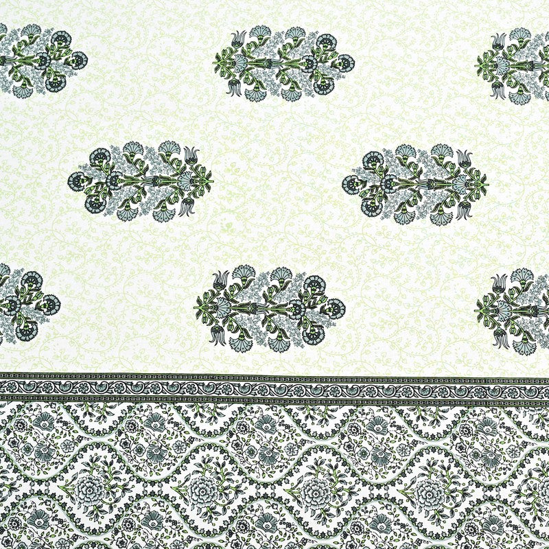 Textura Ethnic Cotton Bedsheet (Green & White) - 240 TC media 7