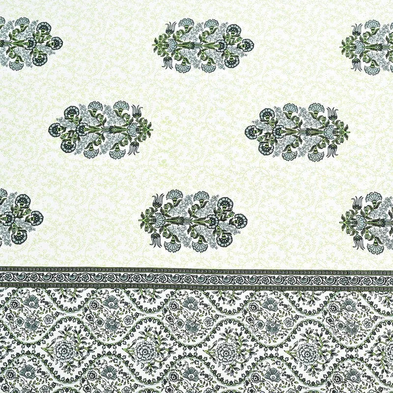 Textura Ethnic Cotton Bedsheet (Green & White) - 240 TC media 7