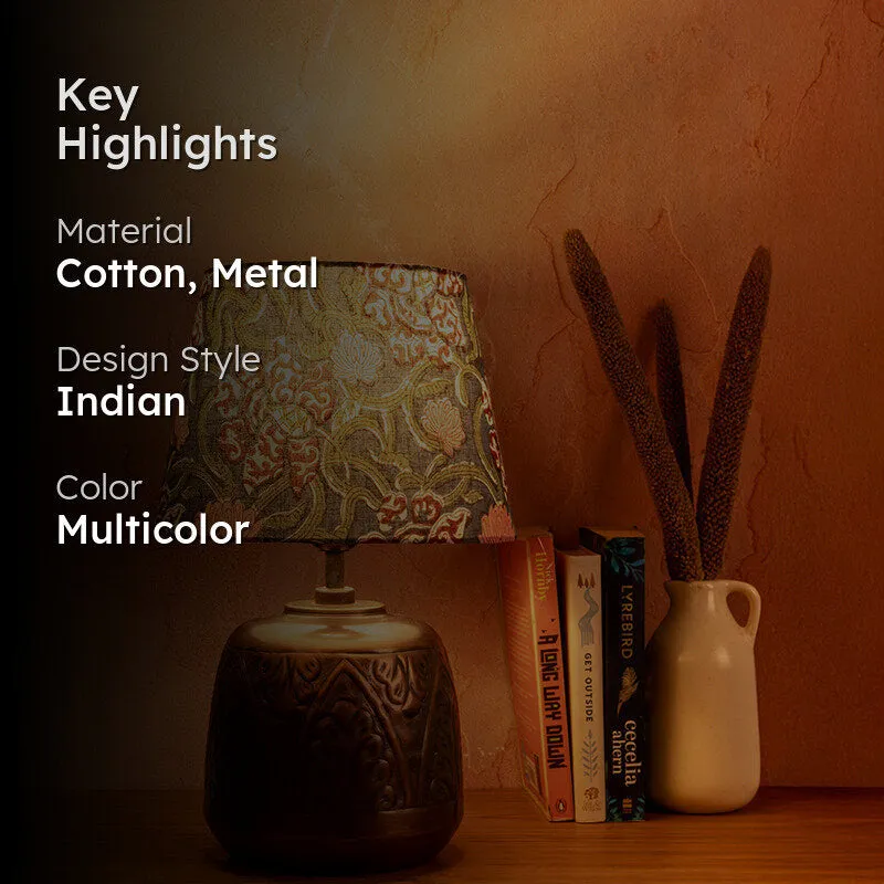 Cuppra Fleur Metal Base Cotton Table Lamp - Multicolor media 2