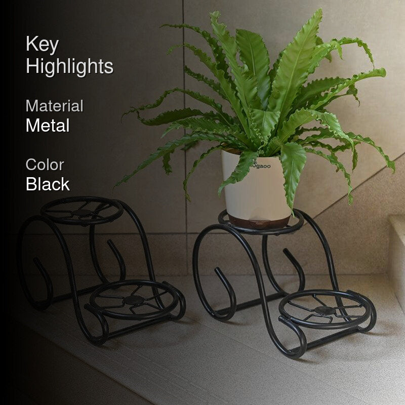 Sylva Sway Two Tier Metal Plant Stand (Black) - Set Of Two media 2