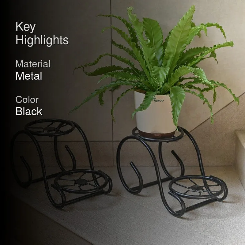 Sylva Sway Two Tier Metal Plant Stand (Black) - Set Of Two media 2