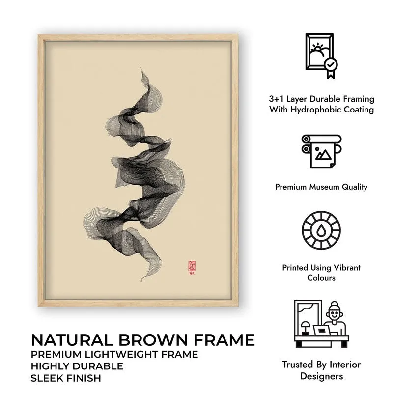 Calligraphy of Calm Archival Paper Wall Painting With Brown Frame media 9