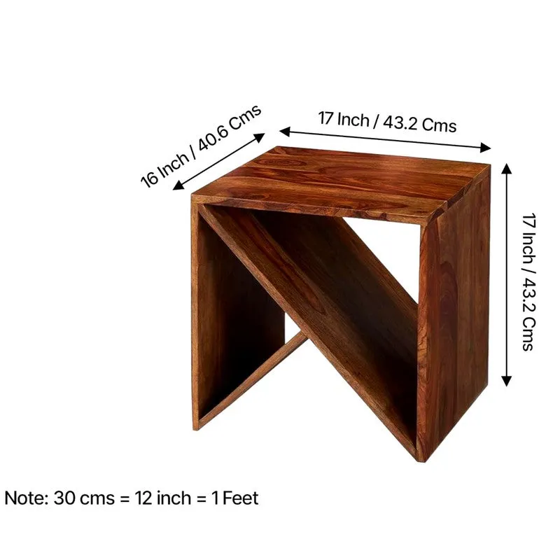 Averox Sheesham Wooden Side & Bedside Table - Brown media 10
