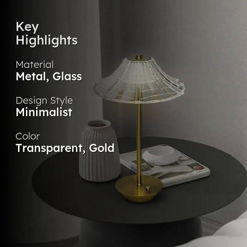 Cosmic Web LED Metal And Glass Table Lamp - Transparent,Gold media 2