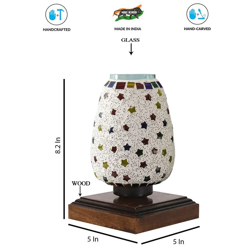 Novira Glass Table Lamp With Wooden Base - Multicolor media 9