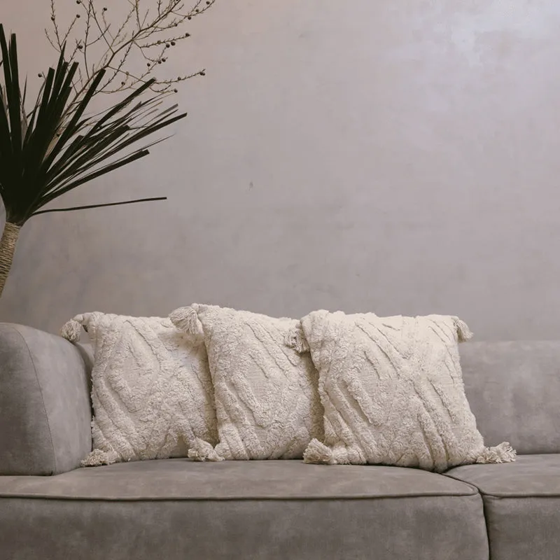 Plush Prisms Tufted Cushion Cover (White) - Set Of Three media 2