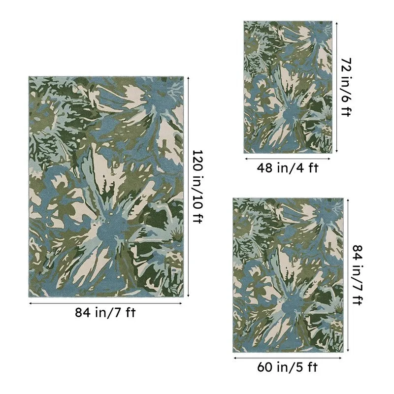 Taranis Hand Tufted Floral Wool & Nylon Carpet - Teal - 15