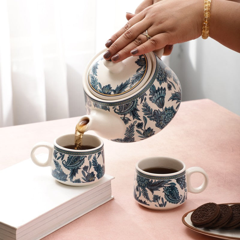 Indiblue Stoneware Tea Pot Set - Seven Piece Set media 6