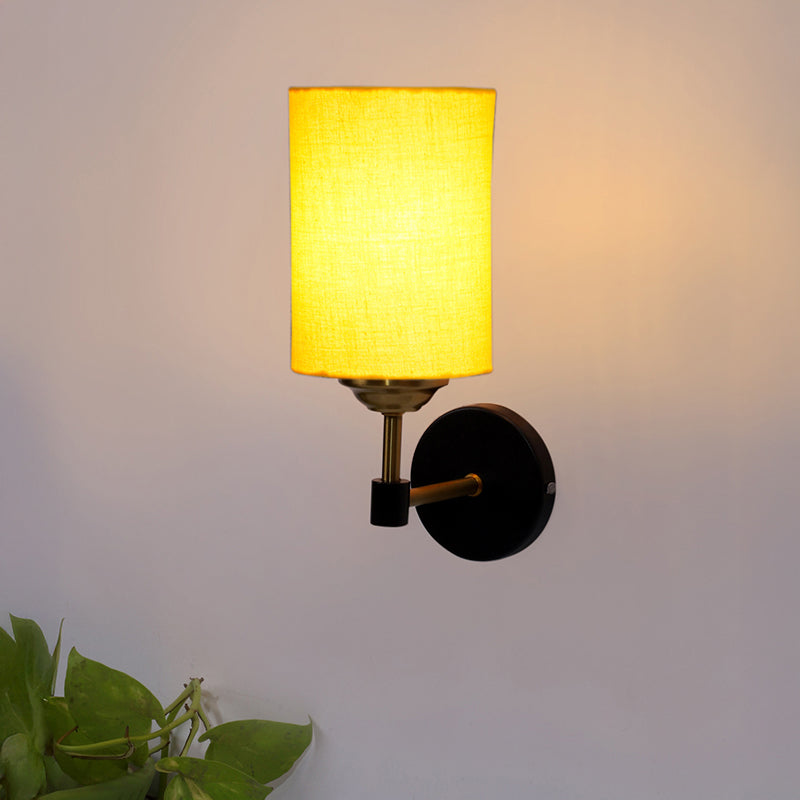 Sienna Sleek Steel & Cotton Wall Lamp - Yellow