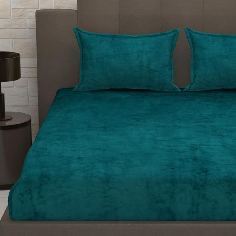 SolidLuxe Woolen Bedsheet (Blue) - 150 GSM media 3