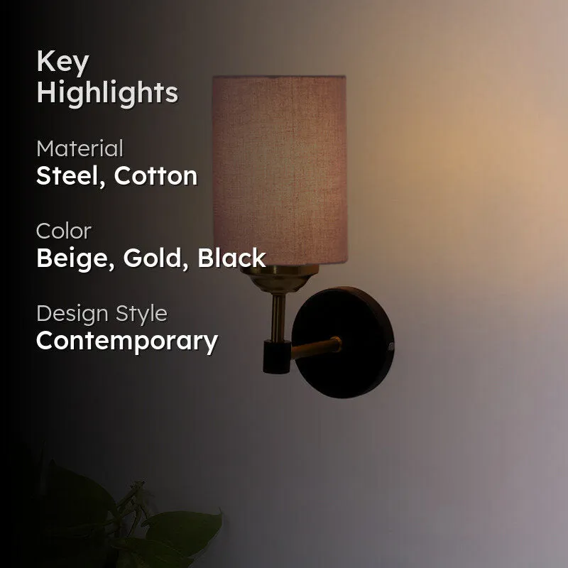 Sienna Sleek Steel & Cotton Wall Lamp - Beige media 2