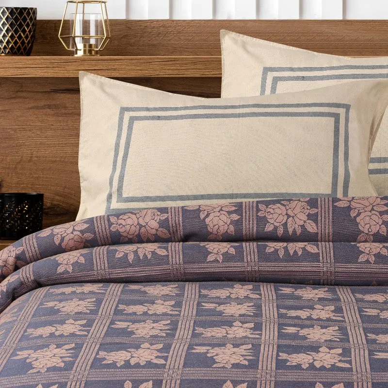Petal Grid Cotton Bedsheet (Purple) - 224 TC media 4