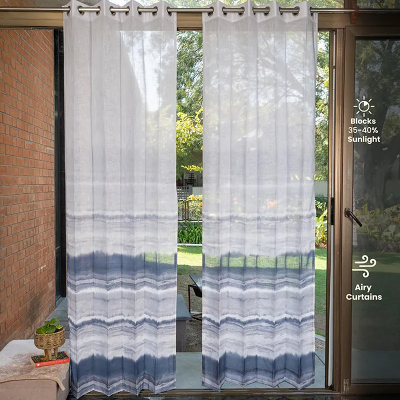 Urban Space Coastal Tides Curtain (Navy Sheer) - Set Of Two media 3