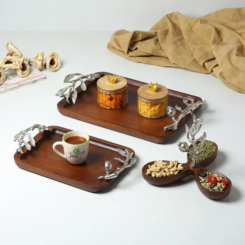 Rustica Wood Serving Tray - Silver,Brown media 8