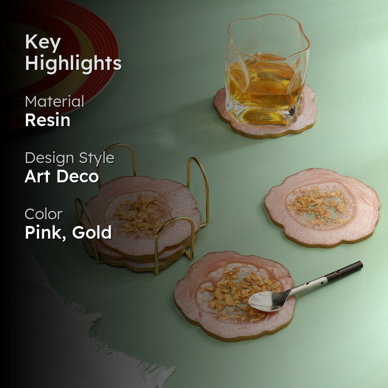 Celeste Crystal Coaster With Stand (Pink) - Seven Piece Set media 2