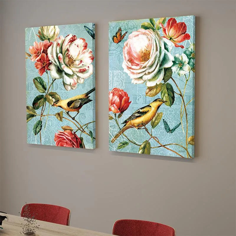 Florae Garden Canvas Wall Painting - Set Of Two media 1