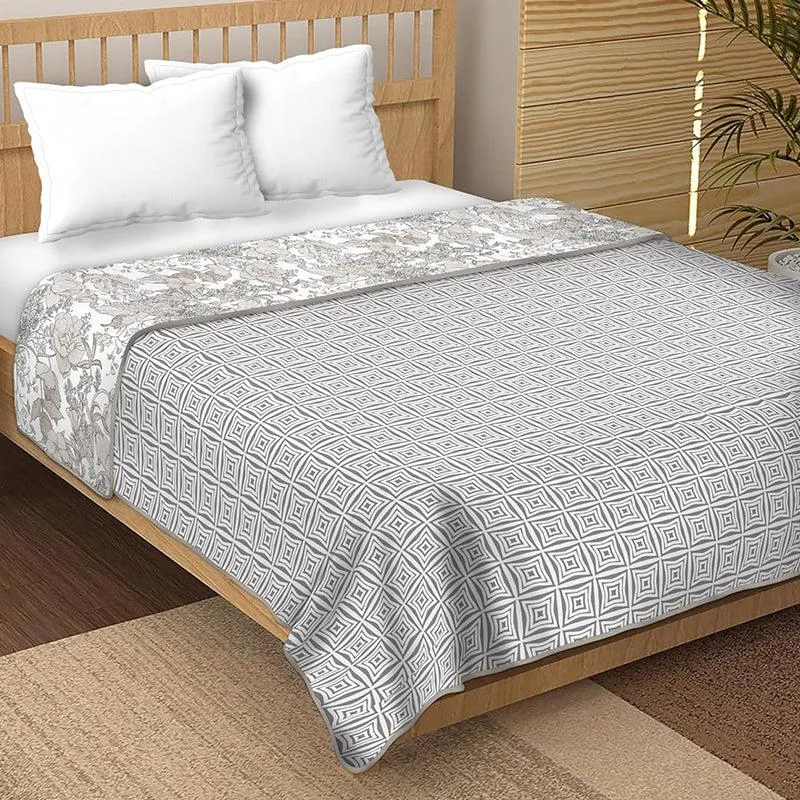 Mohita Reversible Cotton Dohar (Grey)  - 180 GSM media 1