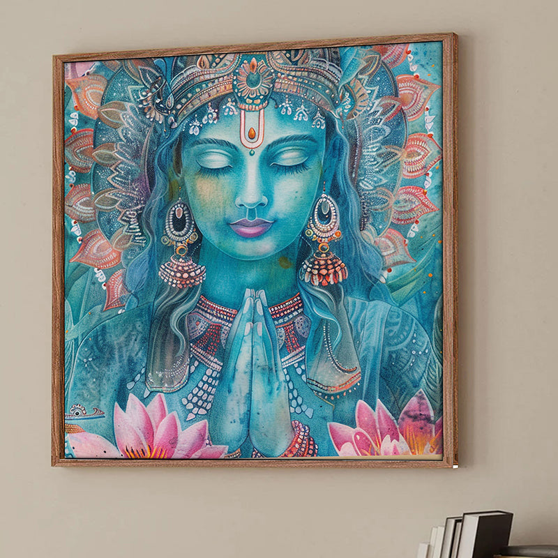 Azure Prayers Wall Art With Frame - Brown