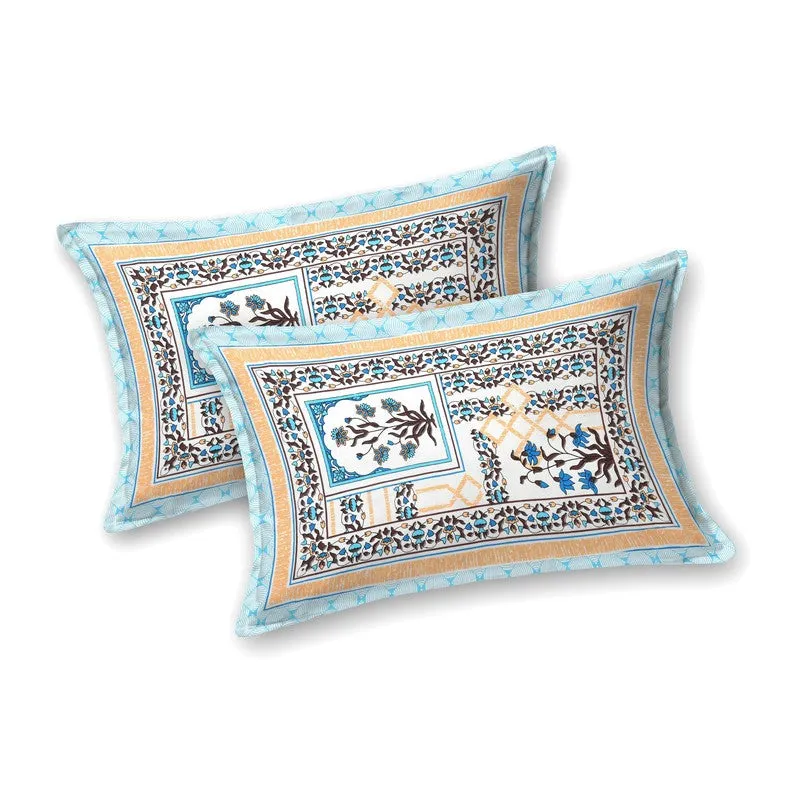 Desiio Cotton Bedsheet (Blue,Peach) - 240 TC media 4