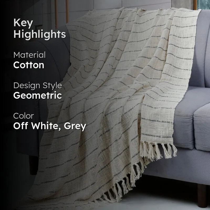 Flint Twist Striped Throw - Off White & Grey media 2