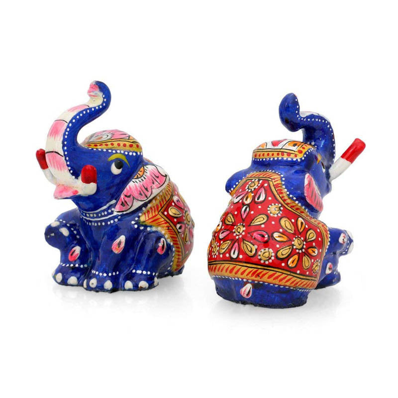 Tusked Triumph Painted Metal Show Piece - Set Of Two media 3