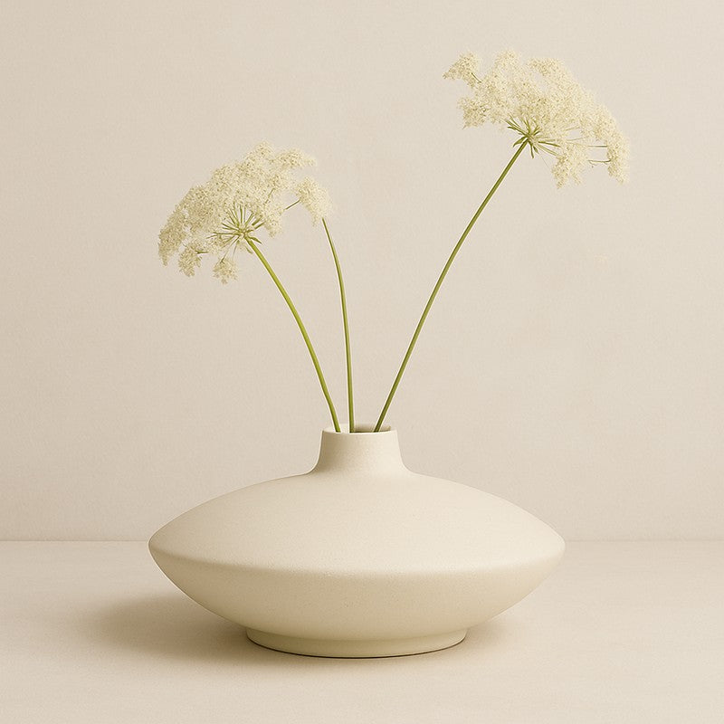 Petara Low Bowl Ceramic Vase - Ivory media 7