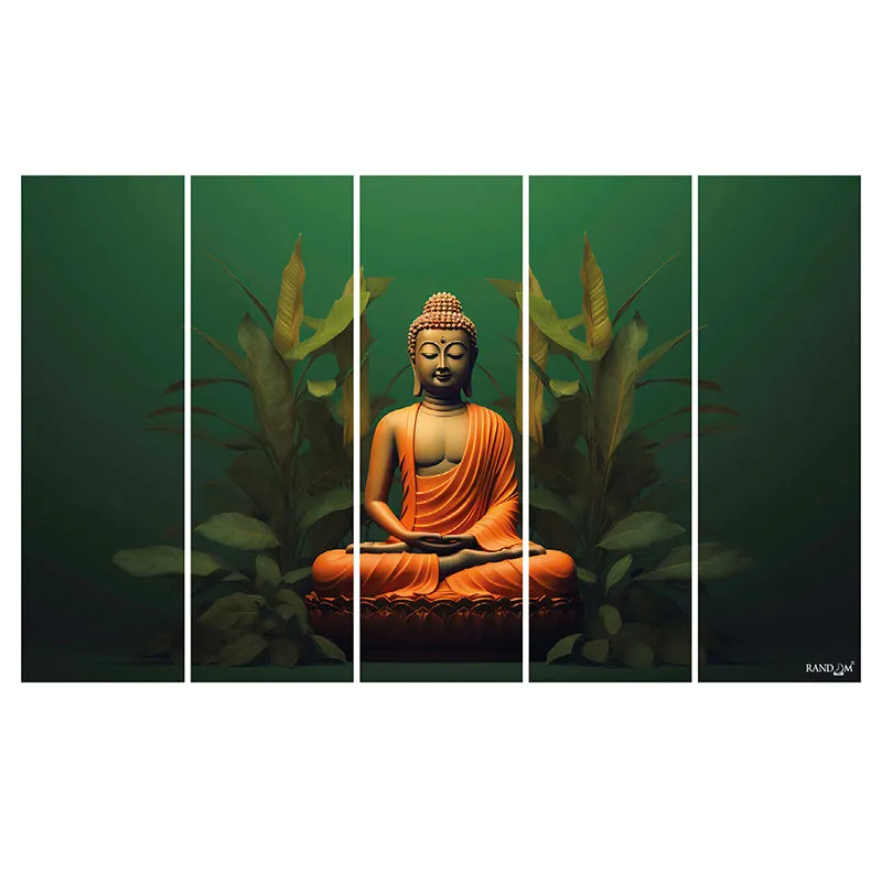 Buddha Of Green Canvas Wall Art - Set Of Five media 5