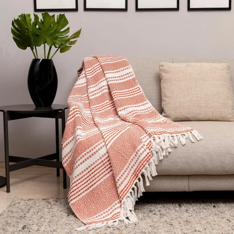 Urban Space Terrane Geometric Cotton Throw - Red media 1
