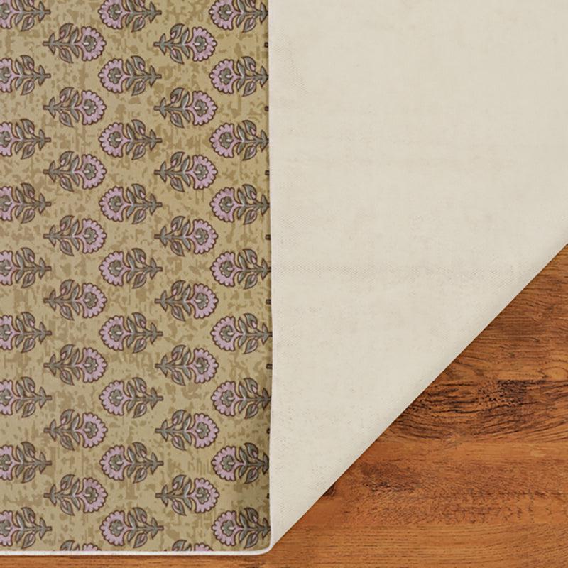 Aldor Ethnic Polyester Anti-Skid Carpet - Green & Beige media 8